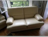 Canape cuir 3 places beige - photo 0